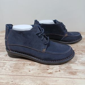 Clarks Bendables Navy Blue Ankle Boots Bootie Shoes New Women's Size 8 Wide